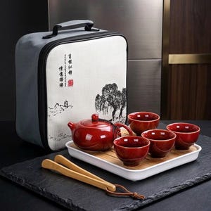 Juego de té portátil de cerámica Gongfu: ideal para la ceremonia del té en viajes