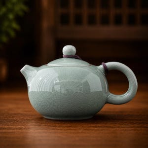 Keramische theepot met craquelé glazuur – Handgemaakte kungfu-theeset blauw en groen theeservies cadeau