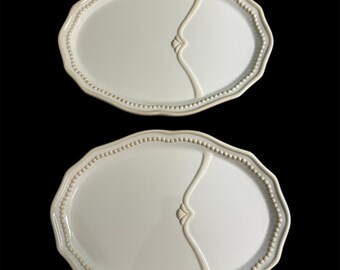Vintage Pair of Princess House Pavillion Oval Divided Luncheon Plates