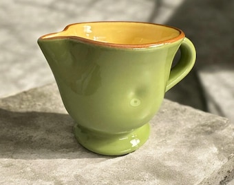 Vietri Cucina Fresca Sage/Safron Pitcher, Made In Italy