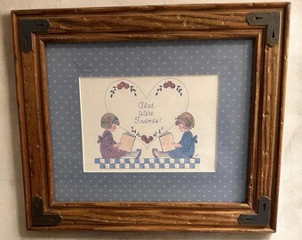 Vintage Mimi Hanna "Glad We're Friends" Framed Print.