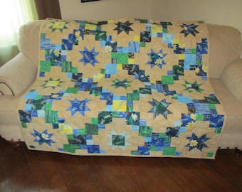 Bright Metallics Lap Quilt, 59 by 59 inches quilt, Free Shipping  0228-01