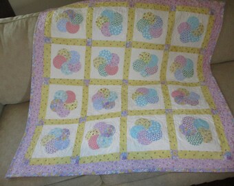 Circles Baby Quilt, Baby Quilt, 30's Baby Quilt,  0213-02