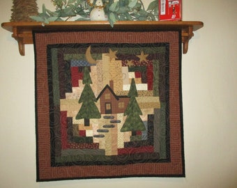 Cabin in the Woods, Free Shipping, Northwoods  Decorator Quilt 0803-01