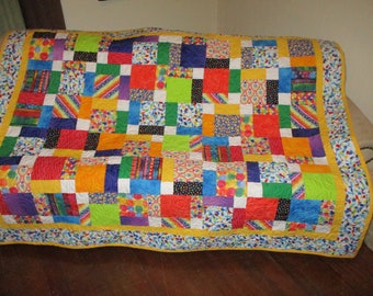 Patchwork Lap quilt, Bright quilt  0320-01