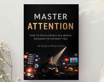 Meister Aufmerksamkeit Ebook: Wie man tief Fokussiert, Tiefe Arbeit Anleitung, Digitaler Minimalismus, Produktivitäts Arbeitsbuch, ADHS Freundliche Tipps, Zeitmanagement