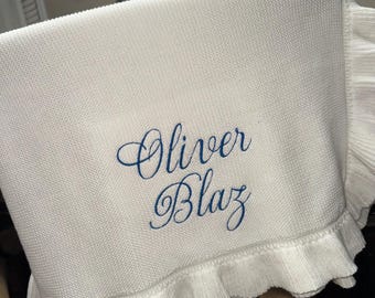 Personalized Quilted Baby Blanket, Custom Name Keepsake, Newborn Shower Gift