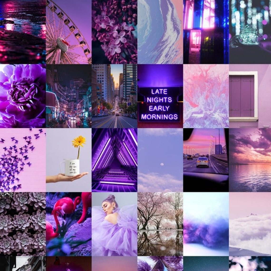 Purple Aesthetic DIY Wall Collage Kit Photo Collage Kit Teen - Etsy