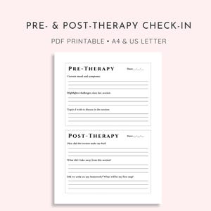 Hoja de reflexión pre y post terapia / Registro de salud mental / PDF imprimible para pacientes