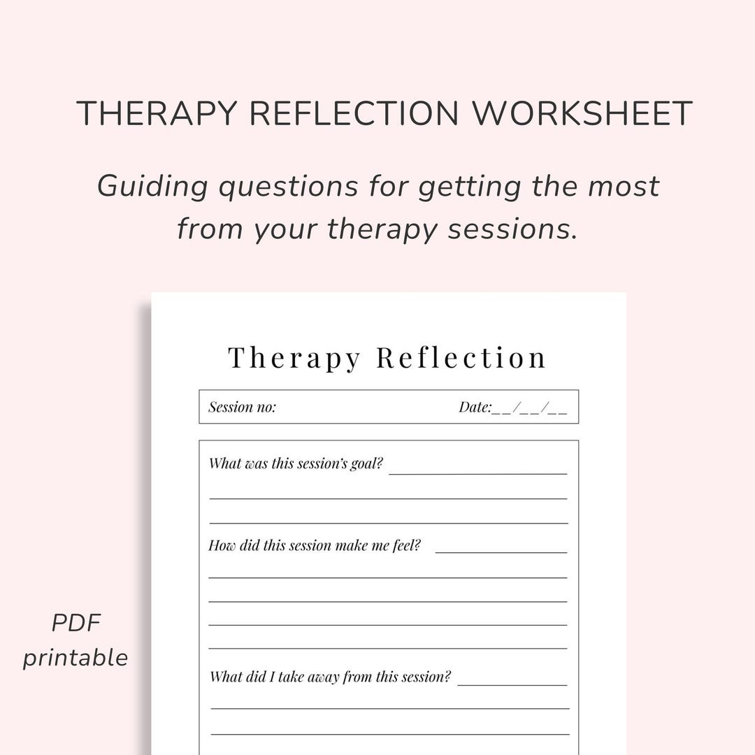 Printable Therapy Reflection Sheet for Clients | Guiding Questions PDF ...