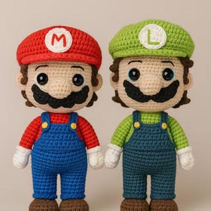 Mario & Luigi Crochet Pattern: Amigurumi Bros Stuffed Toy (PDF Download)