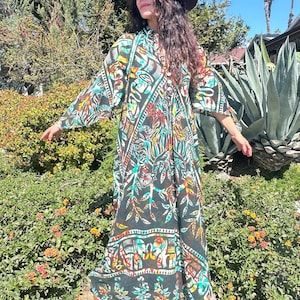 Vintage Indian Dress/Indian Kaftan Dress // Vintage hippie ethnic 70s cotton //Sleeveless Handmade Vintage Caftan//Bohemian hippy