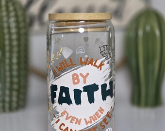Vaso de café helado cristiano / Vaso de vidrio con motivos religiosos / Vaso de Jesús / Regalo para mamá cristiana / Vaso con versículo bíblico / Simplemente bendecido