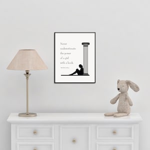 Never Underestimate the Power of a Girl with a Book, Quote Print, Ruth Bader Ginsburg, Digital Download image 3