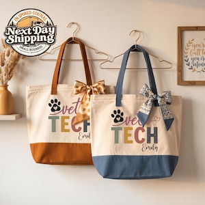 Custom Vet Tech Tote Bag, Veterinary Technician Student Tote, Veterinary Tech Graduation Tote, New Vet Technician Gift Tote Bag