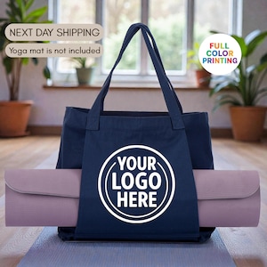 Personalized Logo Yoga Mat Holder, Pilates Studio Mat Holder Bag, Yoga School Tote Bag, Yoga Studio Branding Bag, Yoga Group Class Tote