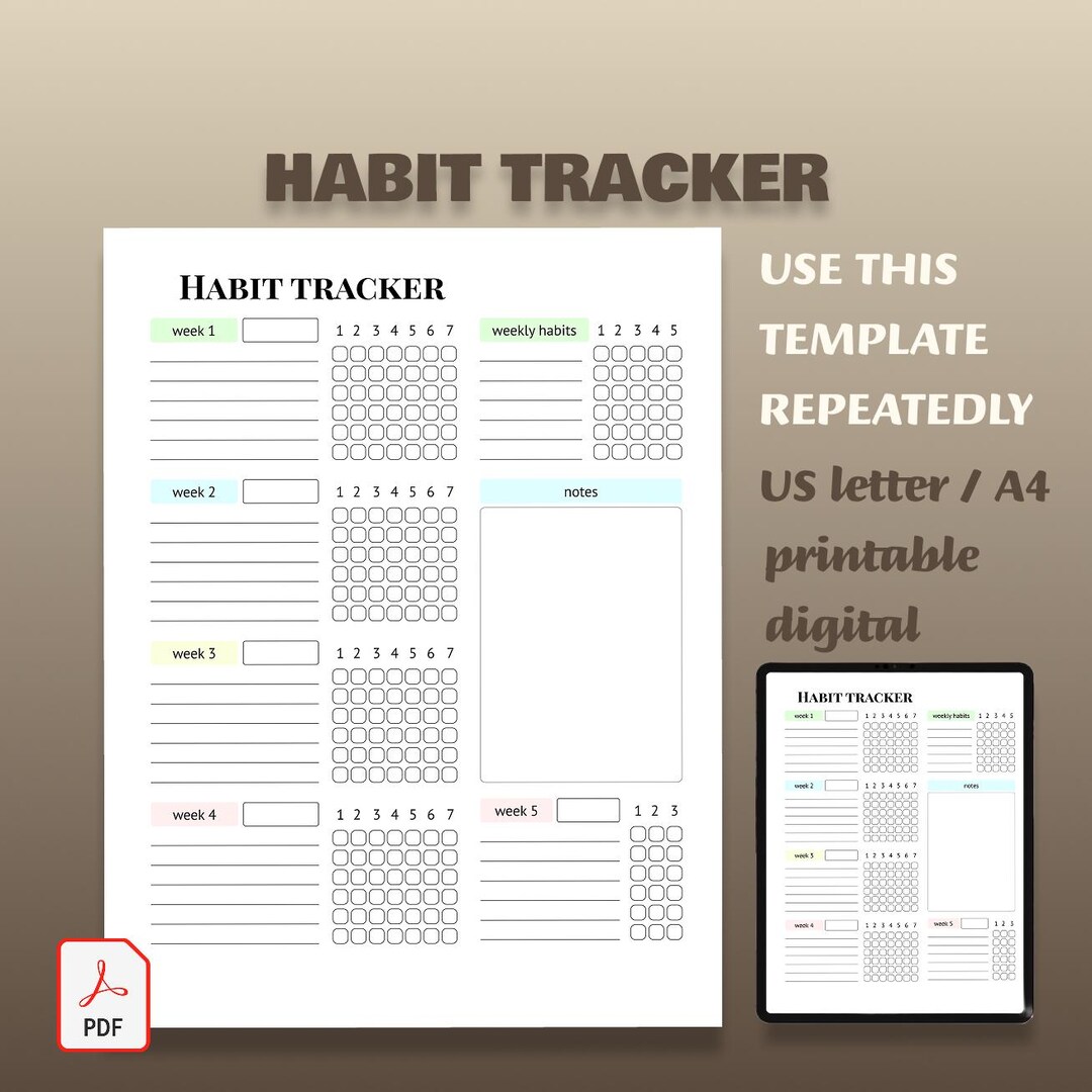 ADHD Daily Habit Tracker Printable, Minimal Weekly Planner (digital ...