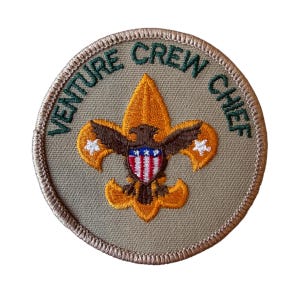 Vintage Boy Scout patch Venture Crew Chief Position Patch (1989-1998), Clear Plastic Back, Mint!