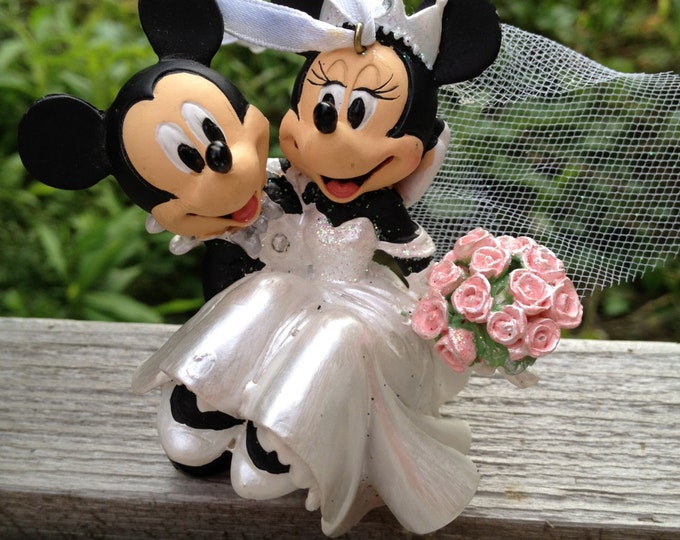 Mickey and Minnie Mouse Wedding Ornament Adorable Bride and Groom