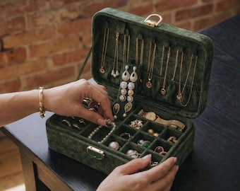 Velvet Jewelry Box with Clasp – Travel Jewelry Case, Ring & Necklace Organizer, Gift for Her