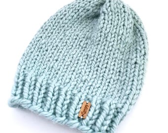 Gilpin Beanie in Glacier - Hand Knit Winter Hat
