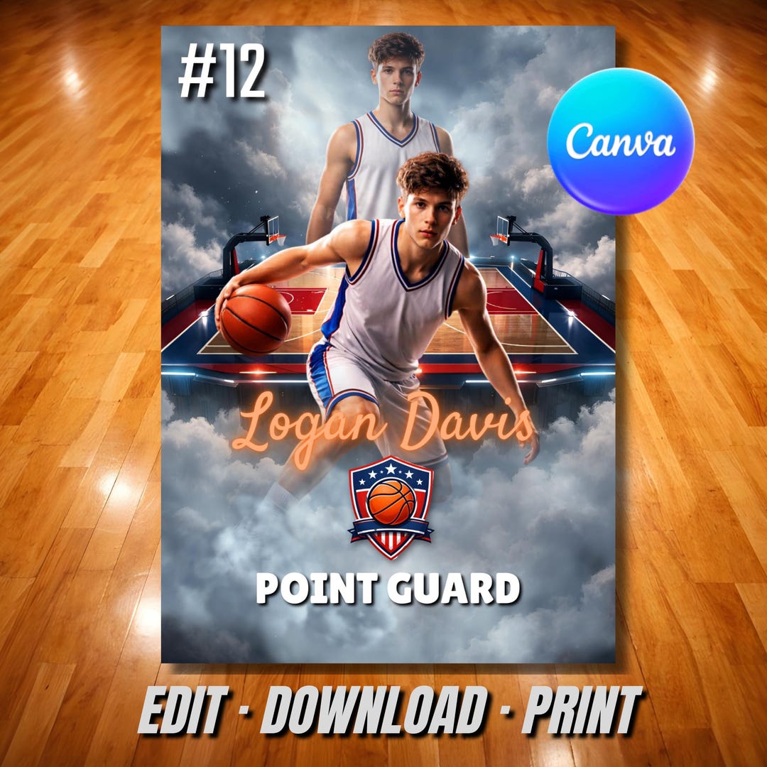 Basketball Trading Card Template | Custom Player Card | Editable Canva ...