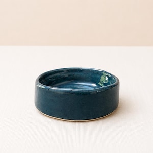 Handmade Teal Stoneware Ring Dish | Wheel Thrown Trinket Pinch Bowl