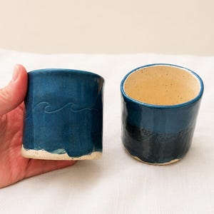 Gobelet en grès fait main, vaisselle Blue Coastal Pottery (177-236 ml)