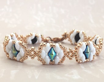 Diamond Duo Bracelet, Beading Tutorial,