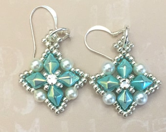 Four Point Star Earrings, Beading tutorial