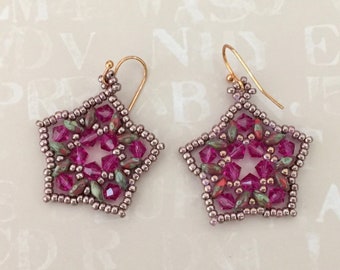 Fallback Earrings -- superduo  bicone beading tutorial, instant download