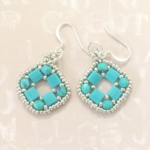 Tila Square Earrings, Beading Tutorial, PDF instant download, easy pattern