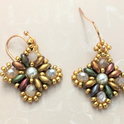 LILLIPUT Superduo Beaded Earrings Beading Tutorial and Pattern - Etsy