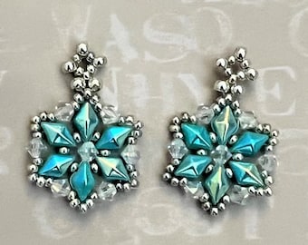 Diamond Star Earrings beading tutorial, pattern