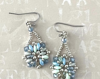 Dahlia Earrings Beading Pattern PDF | Floral Superduo  Beaded Earrings| Instant Download