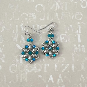 Diamond Star Earrings beading tutorial, pattern