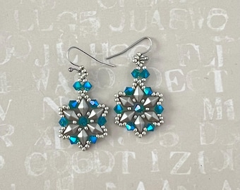 Diamond Star Earrings beading tutorial, pattern
