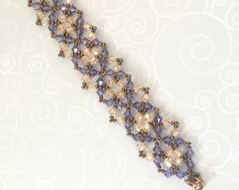 Victorian Opulence Bracelet, PDF beading tutorial, beading pattern, crystal bead pattern, lace beading pattern
