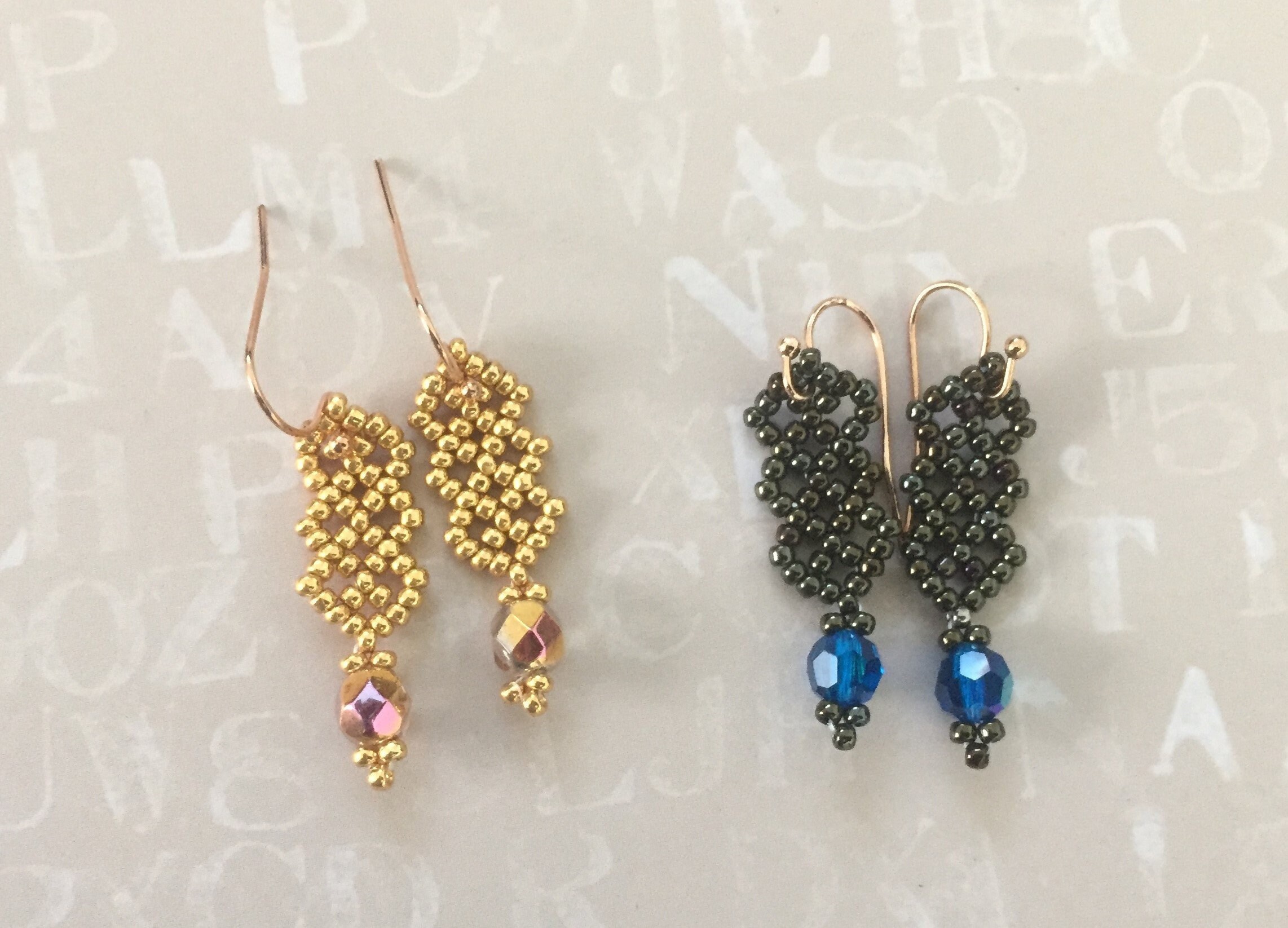 Lattice Earring, Beading Tutorial, Beaded Earring Instructions Etsy