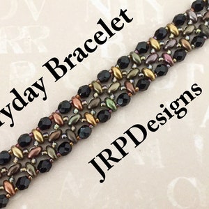 Everyday Bracelet, bead pattern, tutorial, superduo, firepolish