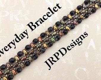 Pulseira para o dia a dia, molde de miçangas, tutorial, superduo, firepolish