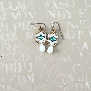 Diamond Duo Drop Earring, Beading Tutorial, superduo , diamond duo image 3
