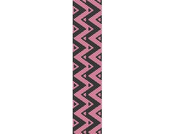 Manchette Zig Zag Peyote Rose