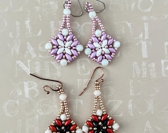 Checkerboard Earrings, Beading Tutorial, pattern earrings