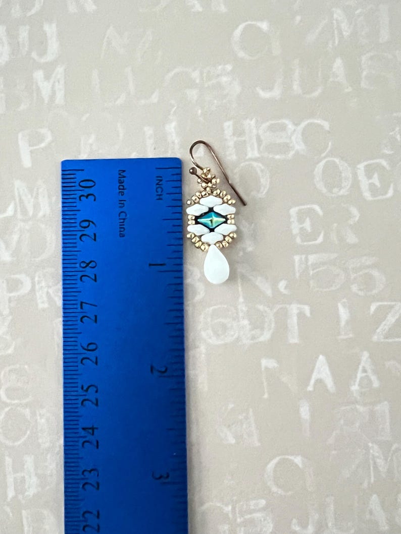 Diamond Duo Drop Earring, Beading Tutorial, superduo , diamond duo image 2