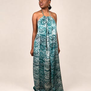 flowy african dresses Sexy Strappy Ivory & Lilac Patchwork Maxi Dress