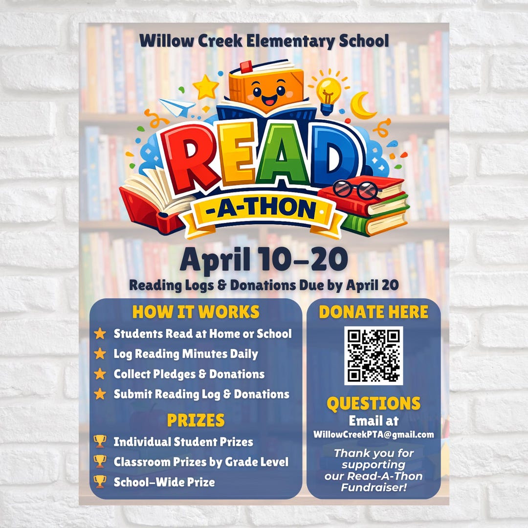Read-a-thon Flyer Template Editable in Canva | School Reading ...