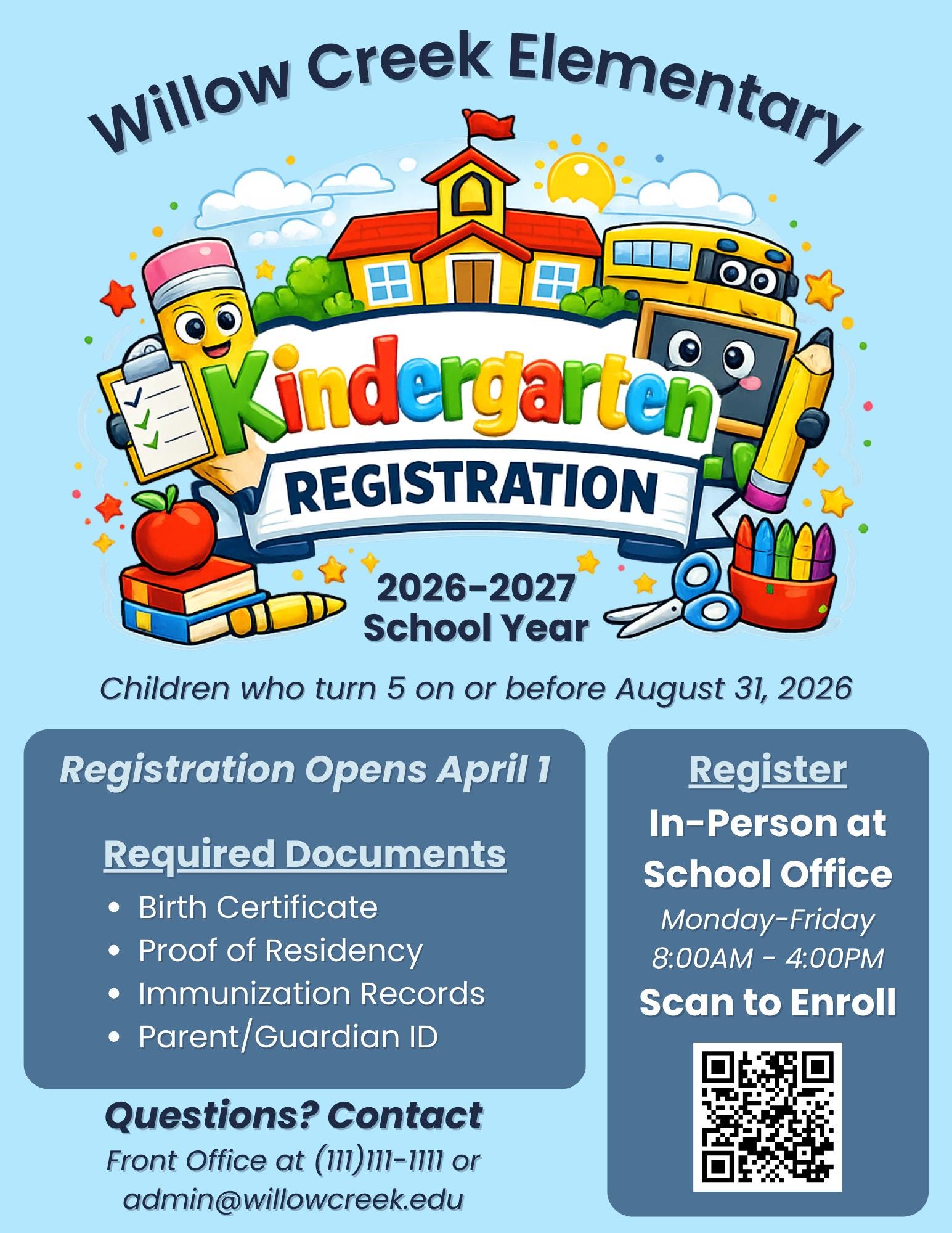Kindergarten Registration Flyer Template | Editable School Enrollment ...