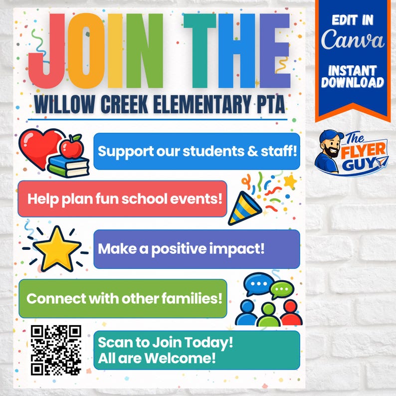 Join the PTA PTO Flyer Template | Editable School Membership Flyer ...