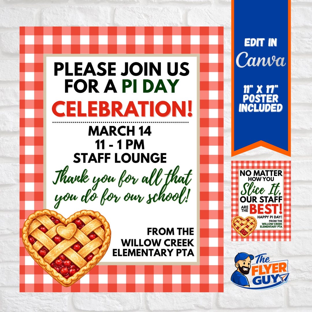 Pi Day Staff Appreciation Bundle | Pie Day Poster & Invitation ...